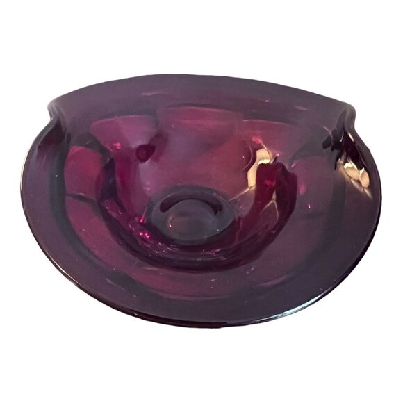 Ruby Red Bowl Trinket Candy Dish Pedestal Wavy Rim 5"X4"X2.5" Tall - Picture 8 of 11